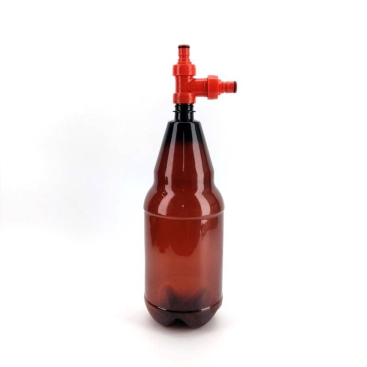 Tee piece connector for PET bottles and carbonation caps